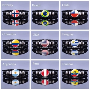 Pulseras con Botón a Presión de la Bandera Nacional de 287 Países, Regalo del Día de la Independencia, Joyería Unisex, Pulsera de Cuero Negra para Hombre - Product Image 4