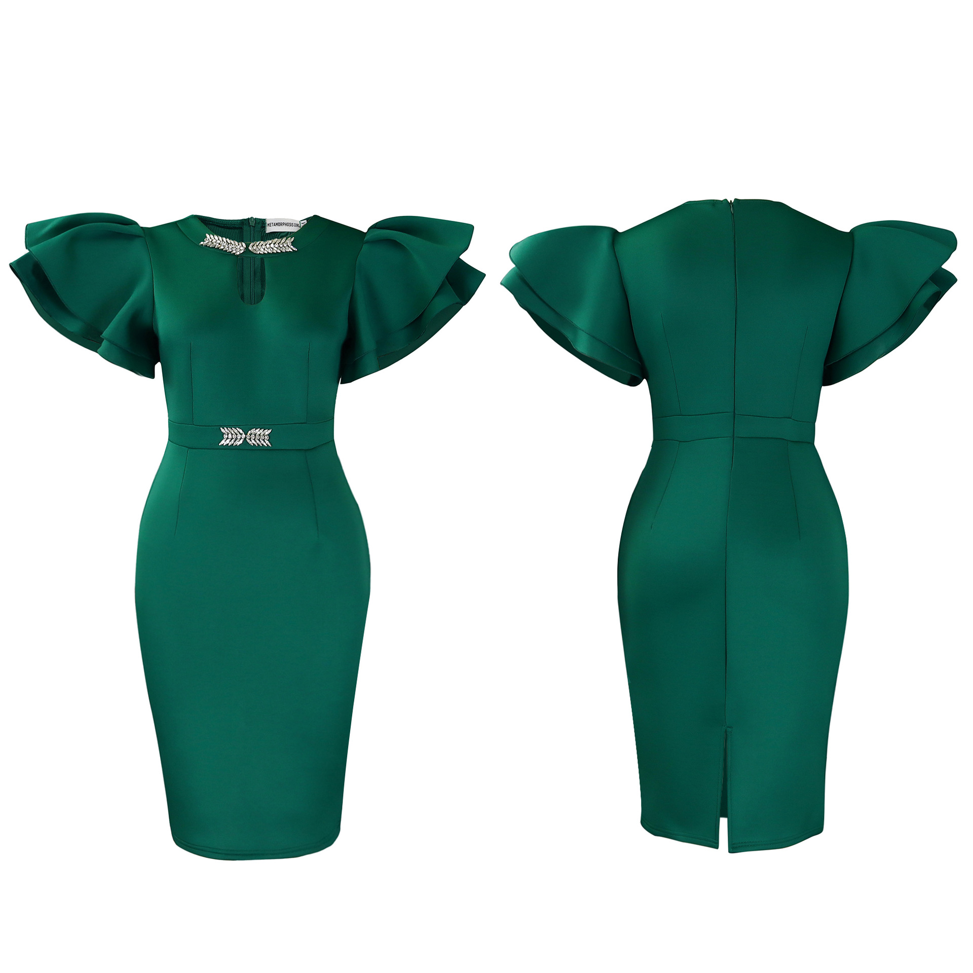 Modest Elegant Summer Evening Party Dress - Short Sleeves