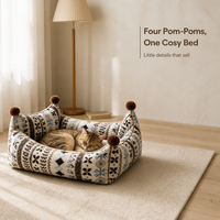 Lit pour animaux de compagnie rectangulaire confortable en coton PP de style ethnique rétro XL pour chats