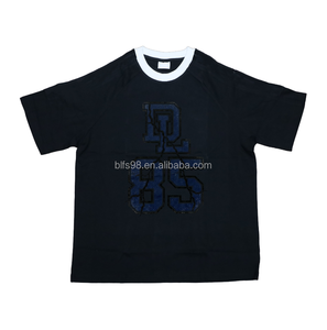 Camiseta de algodón oversize para hombre con estampado de letras '85', manga raglán y cuello redondo, estilo casual y ajuste tipo jersey - Product Image 2