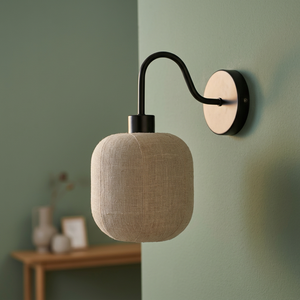 Lámpara de Pared Moderna de Hierro Negro con Pantalla de Ratán, E27 LED 2700K, Luz Blanca Cálida Suave, para Sala de Estar - Product Image 2