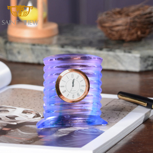 Oem tùy ChỉNh Nóng bán tinh thể màu xanh thủy tinh hình học vòm hình dạng bảng bàn đồng hồ báo thức - Product Image 2