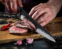 Ensemble de couteaux de Chef de cuisine professionnels japonais martelés-Gyuto Santoku Nakiri Petty High Corrosion Resistance Full Tan