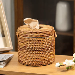 Cajas de pañuelos de mimbre natural personalizadas OEM respetuosas con el medio ambiente al por mayor, servilleteros de colores para cocina, impermeables para restaurantes - Product Image 4