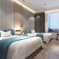 Ensemble de meubles de chambre d'hôtel de qualité supérieure, comprenant un lit king size avec tête de lit capitonnée, ensemble de décoration de suite d'hôtel de luxe