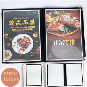Taille A4 8 pages 16 vue couverture de menu support de menu d'hôtel de haute qualité couverture de menu de bordure en cuir PU - Product Image 5