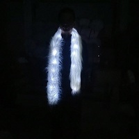 Nouvelle Écharpe Longue en Plumes de Renard Lumineuse à LED Unique pour Noël, Pâques, Nouvel An et Carnaval