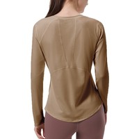 Haut de sport professionnel à manches longues pour femme, en Spandex/Polyester respirant, à quatre points de couture et six fils, idéal pour le yoga et la course à pied