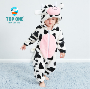 TopOne venta al por mayor mullido general dibujos animados Animal fiesta cumpleaños recién nacido bebé niño niña cremallera pie Onesie mameluco pijama traje - Product Image 2