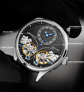 AILANG 8822 Brand Men Automatic <strong>Mechanical</strong> Watches Double Tourbillon Leather Waterproof Steampunk Watches Mens Skeleton <strong>Clock</strong> - Product Image 5