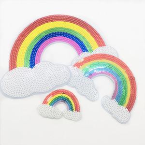 NOUVELLE ARRIVÉE - Patchs personnalisés en sequins brodés à repasser, grand arc-en-ciel, pour vêtements d'enfants et sacs - Product Image 1
