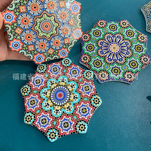 <b>Ceramic</b> Octagonal <b>Coasters</b> With Floral Pattern Thermal Transfer Printing Heat Resistant For Drink Protection - Product Image 2