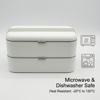 Boîte à bento double couche anti-fuite en PP sans BPA, durable, avec couvercle, personnalisable (couleur et logo), compatible micro-ondes, pour le bureau et les pique-niques