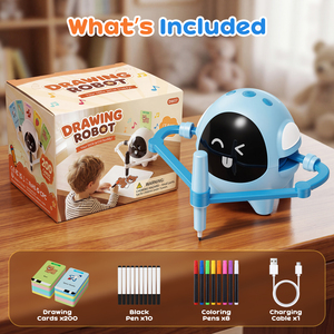Robot de Dessin Intelligent pour Enfants avec Écran, 200 Cartes, 18 Stylos – Jouet Éducatif en Plastique pour l'Apprentissage Artistique, l'Art de l'Esquisse et l'Enseignement Robotique STEM pour Garçons - Product Image 6