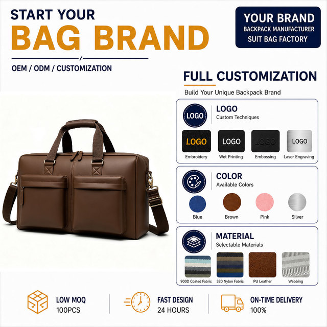 New Design OEM Leather Bag Briefcases Men's Bags Leather Briefcase Laptop Bag for Men Leather Laptop case Factory