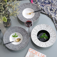 Vaisselle de table en porcelaine, assiette de table, style européen moderne, ligne noire et blanche, pâtes de table occidentale, fabricants en porcelaine, P & T