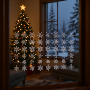Decorazioni Natalizie per Finestre a Forma di Fiocco di Neve, 135 Pezzi, Adesivi Statici in Plastica per Casa, Ufficio, Feste e Uso Interno - Product Image 2