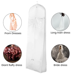 Nuovo Stile Borsa Porta Abiti Pieghevole Antipolvere <span class=keywords><strong>da</strong></span> Appendere Grande Capacità per Abiti <span class=keywords><strong>da</strong></span> <span class=keywords><strong>Sposa</strong></span> e Vestiti Lunghi con Cerniere e <span class=keywords><strong>Tasche</strong></span> Personalizzabile - Product Image 5