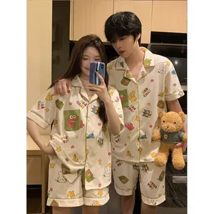 Wholesale High Quality Couple Short Pants Short Sleeve Pajamas Cute Comfortable And Breathable Explosion Home Wear