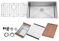 Évier de poste de travail de cuisine en acier inoxydable fait à la main Évier multifonctionnel à double cuvette avec accessoires Évier de cuisine sous plan