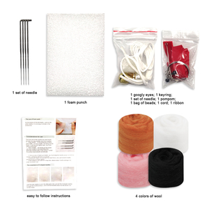 Kit de Démarrage pour Enfants : Adorable Poupée en Feutre de Laine DIY, Artisanat 3D, Animaux Tricotés Faits Main, Feutrage à l'Aiguille - Product Image 3