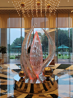 Sculpture de fleurs roses en résine d'intérieur Vincentaa, décoration de luxe pour hôtel