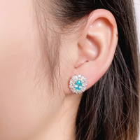 FKJEWELRY Boucles d'oreilles clous classiques en Paraiba synthétique de laboratoire pour femme, livraison directe premium