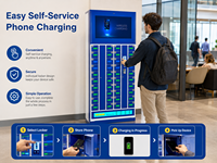 Casier de recharge pour smartphone à 40 portes avec écran publicitaire, station de recharge mobile sécurisée en libre-service pour centres commerciaux et aéroports