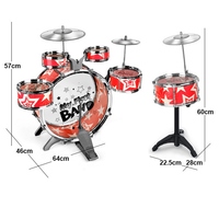 6 adet çocuklar davul seti bateri seti caz davul seti ile katlanır merdiven iskemle zil pedalı Drumsticks perküsyon enstrüman
