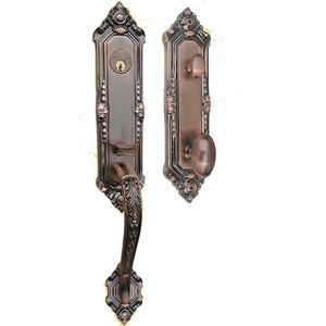 Serrure de porte extérieure de luxe en cuivre massif, silencieuse, en bois massif, style européen, finition or véritable, avec poignée - Product Image 4