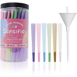 Sensifier Cônes pré-roulés en fibres naturelles écologiques King Size 108mm Colorés Sans tabac Végétaliens Sans OGM avec bâtonnets doseurs - Product Image 1