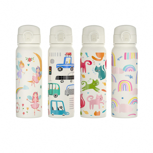 New Cartoon Design 550ml Stainless Steel Double Wall Insulated Kids Water Bottle Termos With Straw - Product Image 1