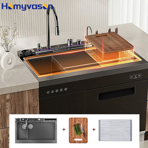 Évier de cuisine intelligent en acier inoxydable noir nano, double bac rectangulaire, avec <span class=keywords><strong>lave</strong></span>-<span class=keywords><strong>vaisselle</strong></span> intégré, très vendu - Product Image 4