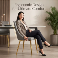 Chaise de salle à manger à dossier haut avec pieds en métal, chaise d'appoint en cuir, chaise de salle à manger latérale en cuir à dossier haut avec pieds en métal