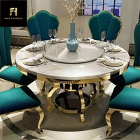Hochwertiger runder Esstisch aus Marmor mit Titan-Edelstahl basis für Hochzeits bankette Elegante Esszimmer möbel