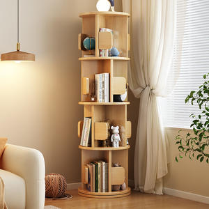 Libreria angolare moderna in legno massello per bambini con ripiani girevoli, mobile multifunzionale da soggiorno - Product Image 2