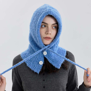 Landfond Nouveauté : Bonnet Cache-Cou Intégré en Laine Mélangée Tricotée Style Fil Anneau pour <span class=keywords><strong>Femme</strong></span> – Idéal Automne/Hiver - Product Image 1