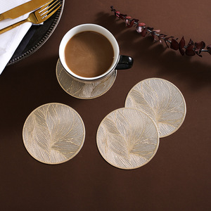 <span class=keywords><strong>Tapis</strong></span> de tasse de décoration de table personnalisé bon marché sous-verres isolants en vinyle métallisé laminé lavable de 4 pouces pour boissons - Product Image 1
