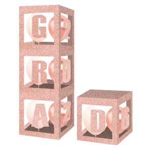 DAMAI Graduation Party <b>Decorations</b> Kids Party Favor Transparent Foil Paper Box Happy Birthday Supplies for Rose Gold <b>Balloon</b> Box - Product Image 4