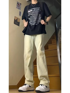 Jeans pour hommes à ourlet végétal, coupe décontractée, motif <span class=keywords><strong>Hibiscus</strong></span>, en denim, vente en gros - Product Image 2