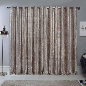 Luxury Silver <strong>Grey</strong> <strong>Crushed</strong> <strong>Velvet</strong> Eyelet Ring Top Fully Lined Blackout <strong>Curtains</strong> for Hotel - Product Image 6