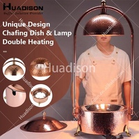 Huadison Fournitures de restauration Équipement de cuisine Or rose Double chauffage Suspendu Chauffe-plat Ensemble de buffet