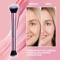 Nouvel ensemble de 15 pinceaux de maquillage haut de gamme à double tête, manche en bois violet, fibres artificielles, pour le visage, les yeux, les lèvres et le correcteur