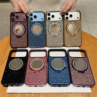 Coque de téléphone magnétique à paillettes diamantées pour iPhone 18 Pro 17 Air 16 15 14 Plus 13 17 Pro Max avec support miroir intégré