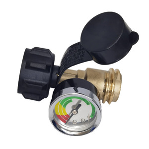 Regulador de propano QCC1 con manómetro, conector de latón para estufa de camping, adaptador de cilindro de gas portátil, válvula POL - Product Image 1