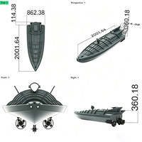 Bateau de relevé hydrographique composite en fibre de verre, fabrication OEM, coque de navire sans pilote sur mesure