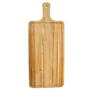 <span class=keywords><strong>Planche</strong></span> à découper en bois d'acacia avec rainure pour les jus et poignée - Product Image 2