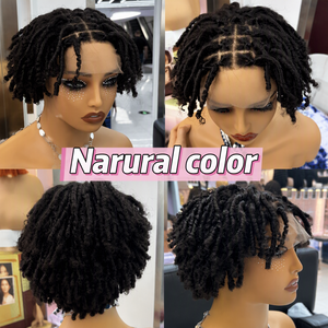 FH Locs Perücke Echthaar 4x4 Lace Front Geflochtene Lockige Perücke Hip-Hop Sänger Afrikanischer Schwarzer RAPPER Dreadlock Kurzer Stil - Product Image 1