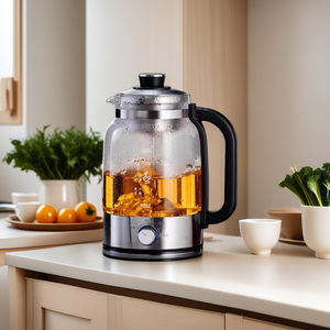 Théière à vapeur en verre standard européenne 1,5 L 360 °   Extracteur par pulvérisation 4 vitesses avec bouton, filtre 304 détachable, fonction ébullition automatique pour la maison et le bureau, Taïwan - Product Image 1