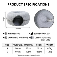 Vente en gros usine : Lit cachette confortable en feutre massif, tunnel interactif pour chat d'intérieur, maison-caverne pour chat avec jeu de cache-cache